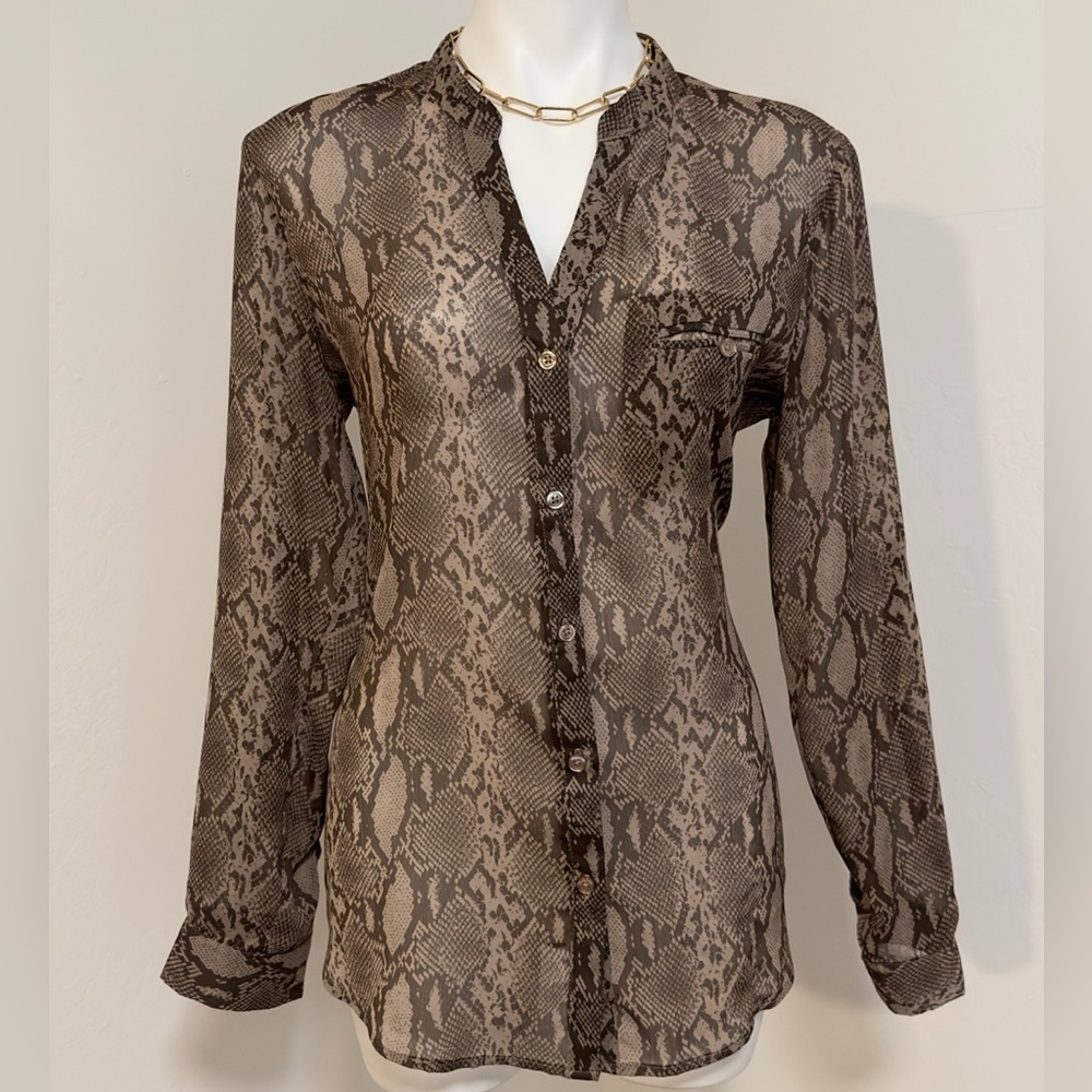 Kut from the Kloth Brown and Tan Button Down Shirt